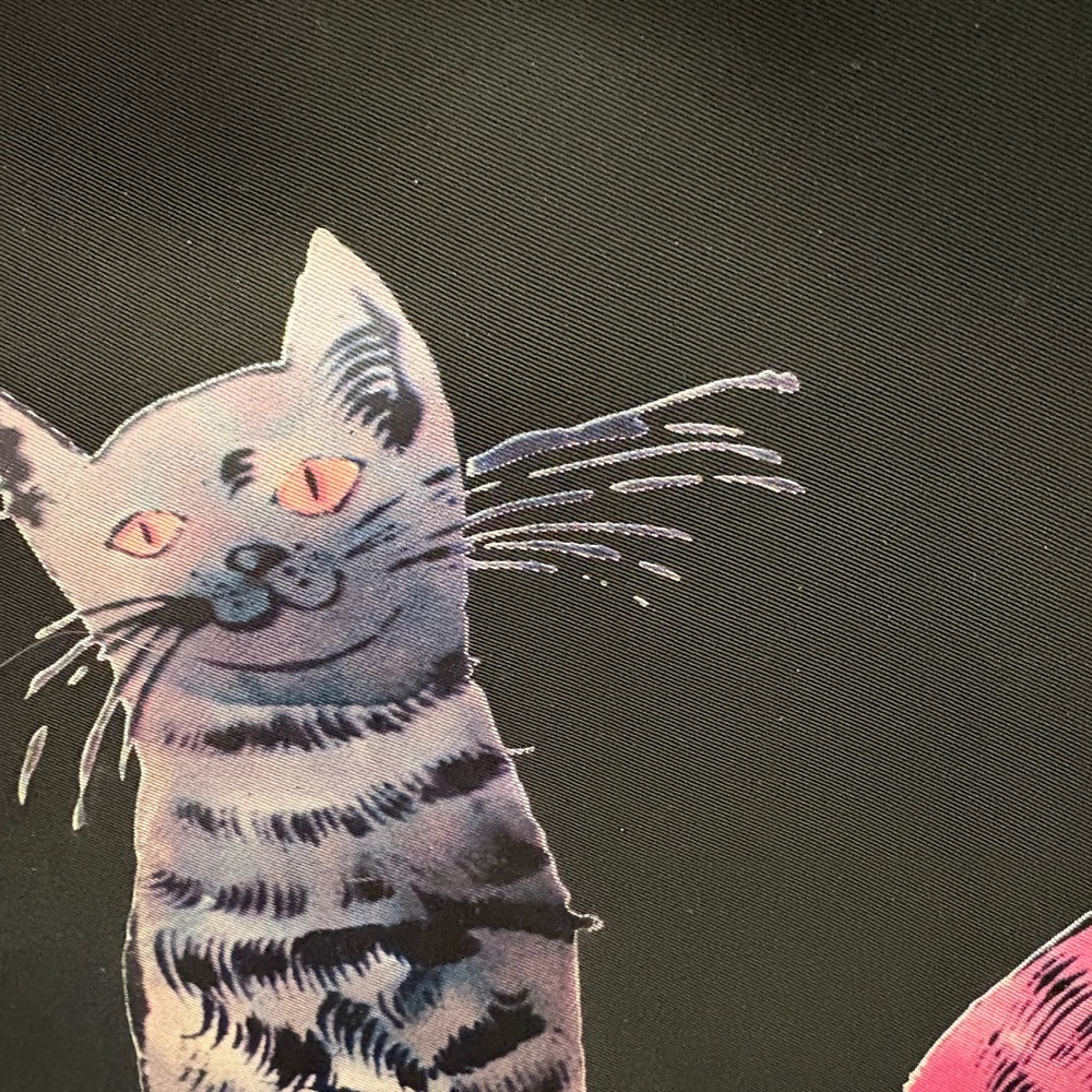 🍀Andy Warhol Cat Print Tote Bag Black Canvas Pink Gray Pop Art Cats - Picture 3 of 7